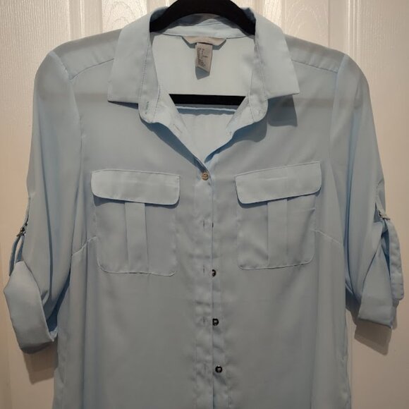 H&M Baby Blue Sheer Blouse - Picture 4 of 4